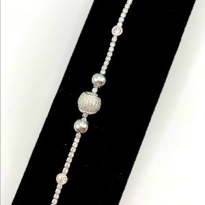 NEW Sterling Silver Bracelet with Spheres and Crystals